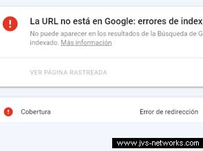 Error de redirección Search Console